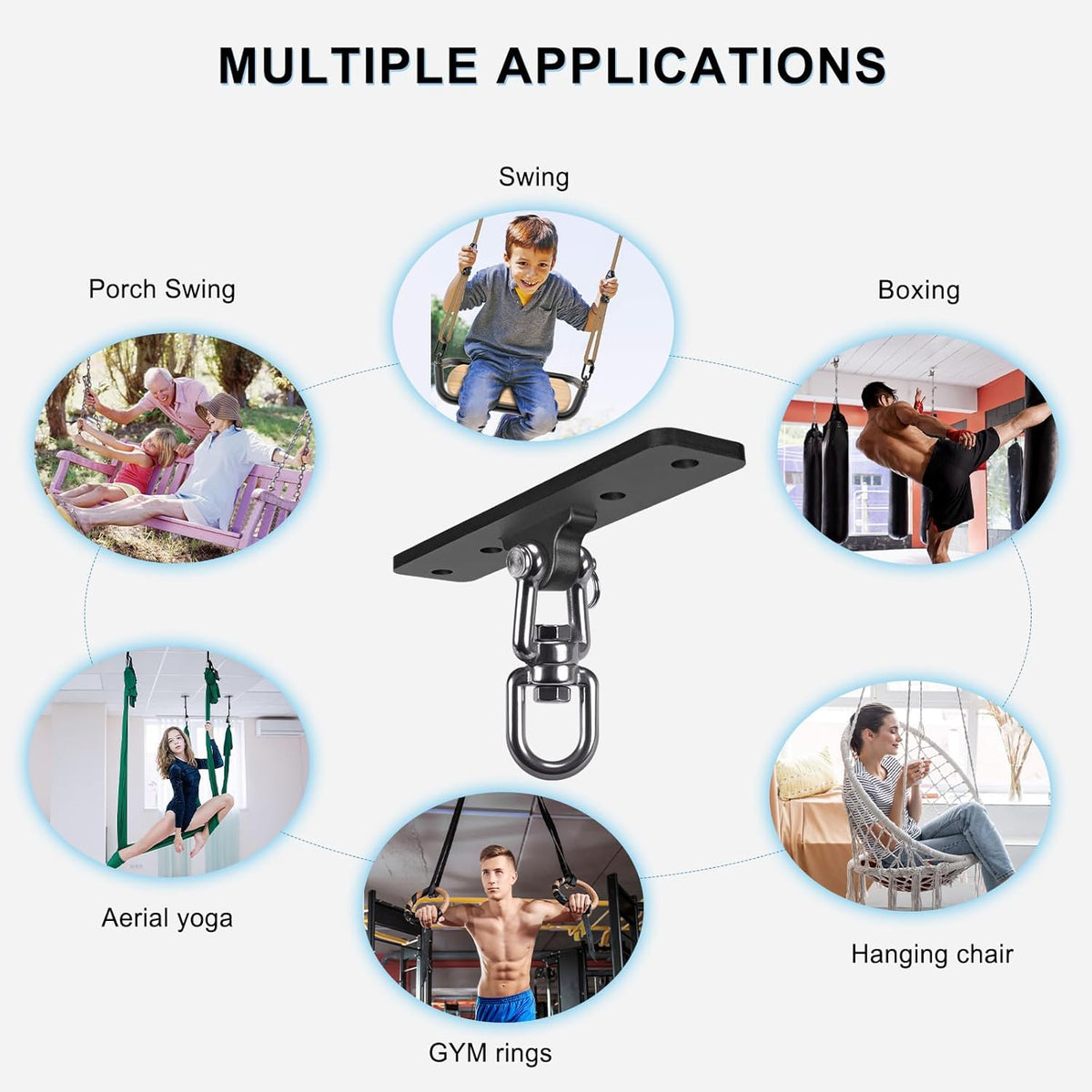 Heavy Bag Hanger, Punching Bag Ceiling Mount Hanger, 360° Rotation Hook for Boxing, MMA, Aerial Yoga, Hammock, and More, 600 LB Capacity