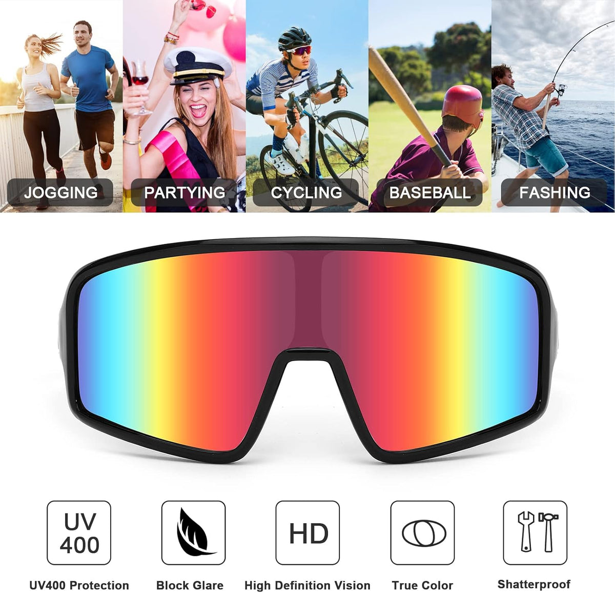 Karsaer Vision Sports Sunglasses Cycling Glasses Baseball Softball Sunglasses Unisex for Adult Youth Kids Boys Girls 8-16