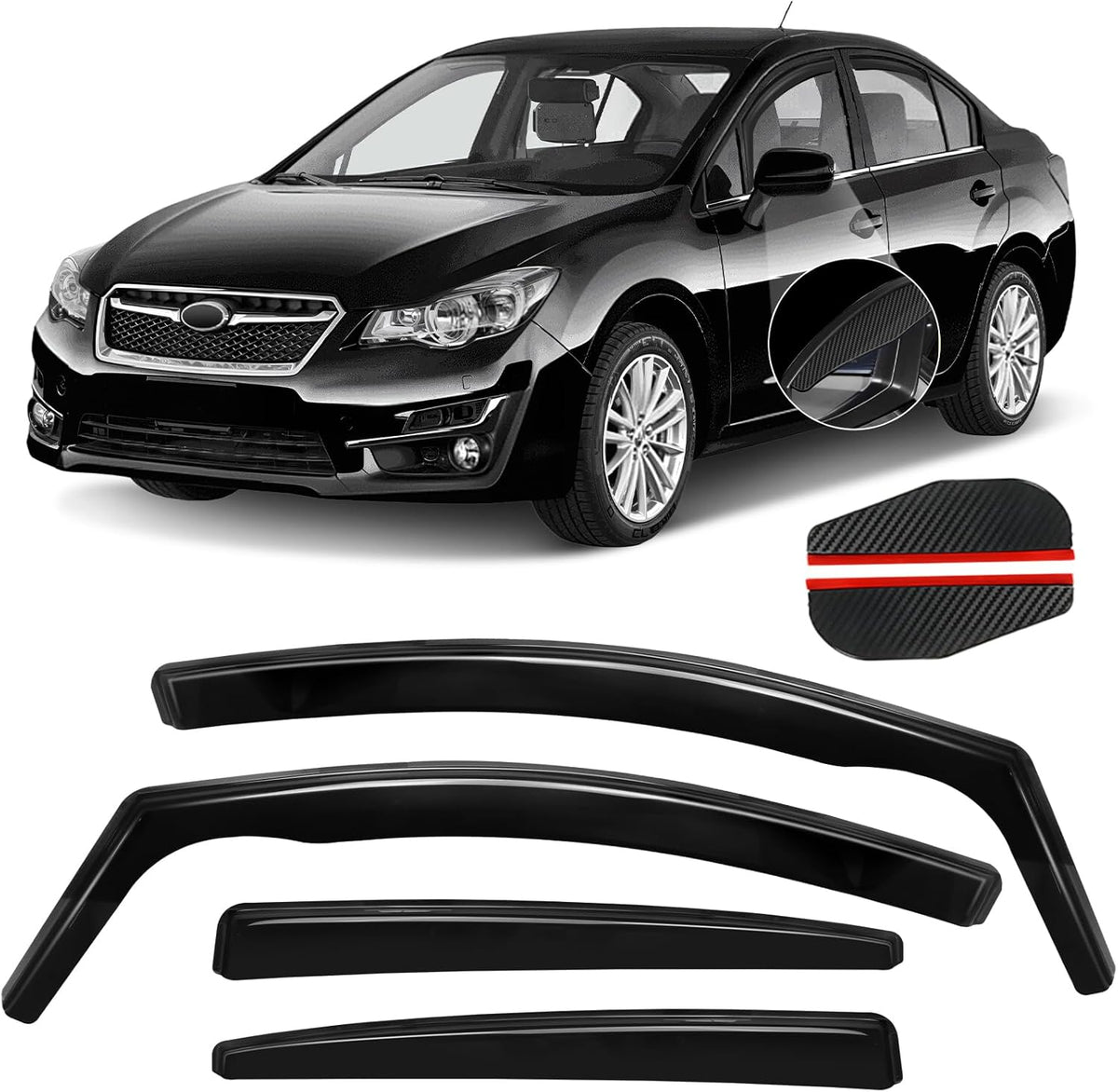 in Channel Auto Rain Guards Fit for 2011-2016 Impreza Hatchback, 2013-2015 Subaru XV CrossTrek, 2016-2017 CrossTrek, Durable Wind Deflector Vent Window Visor Shade, 4PCS