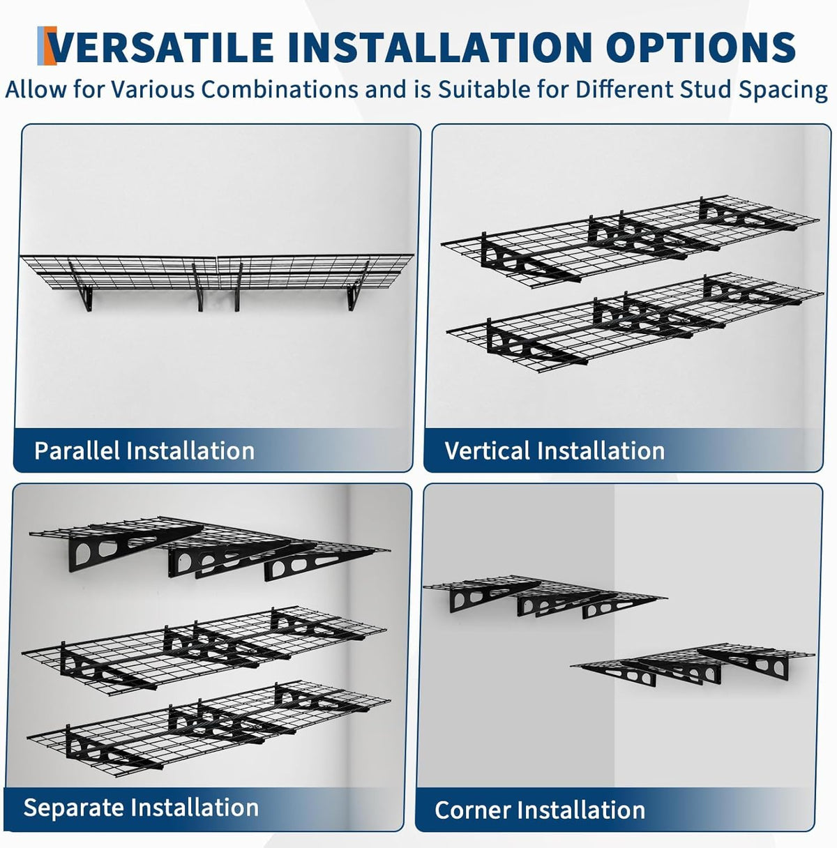 GarveeHome 2 Pack 2x6ft Garage Storage Shelving Wall Mounted, 24-inch-by-72-inch 1600 Lbs Heavy Duty Sturdy Storage Shelves, Wall Shelves Folding Storage Garage Organization for Warehouse, Laundry