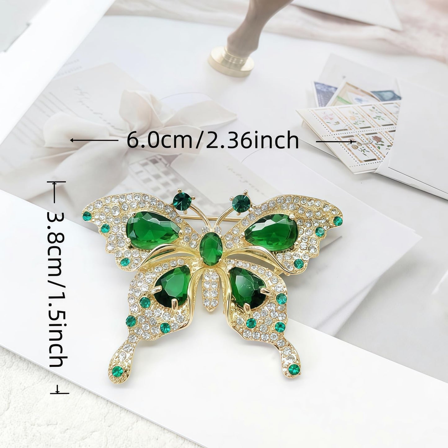 Yaximhozz 2pcs Rhinestone Brooch Pin for Women Dress Elegant Stylish Crystal Brooches Fashion Accessories Pins Lapel Boutonniere Ideas Wedding Christmas Birthday Jewelry Easter Gift dragonfly (18 White/Green Butterfly)