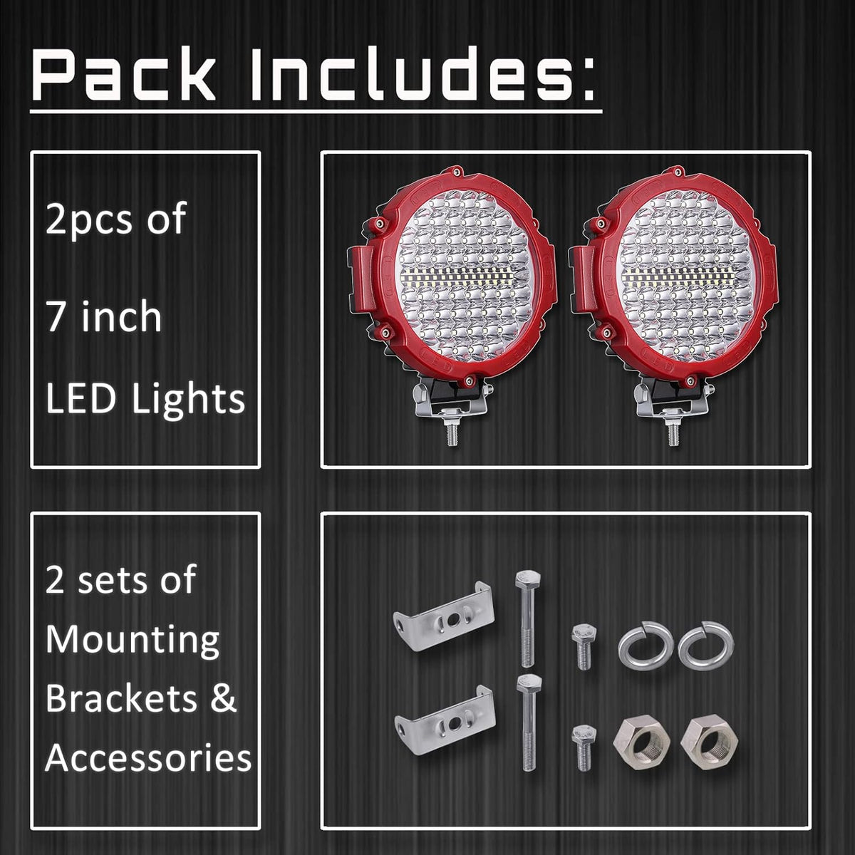 Round LED Light Pods, 7 Inch 120W 10000lm LED Off Road Driving Auxiliary Fog Lights 12V 24V for Trucks ATV SXS RZR UTV Golf Cart 4x4 Car Offroad Lighting Waterproof (2 Pack)