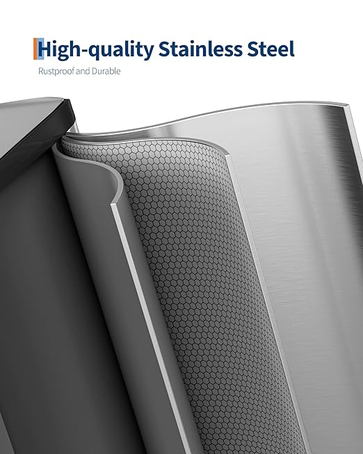 Garvee Double Trash Can, 2 x 8 gal (2 x 30 L) Garbage Can for Kitchen Dual Compartment Recycling Kitchen Step Trash Bin, Stainless Steel Trash and Recycle Bin Combo with Soft-Close Lid,Silver