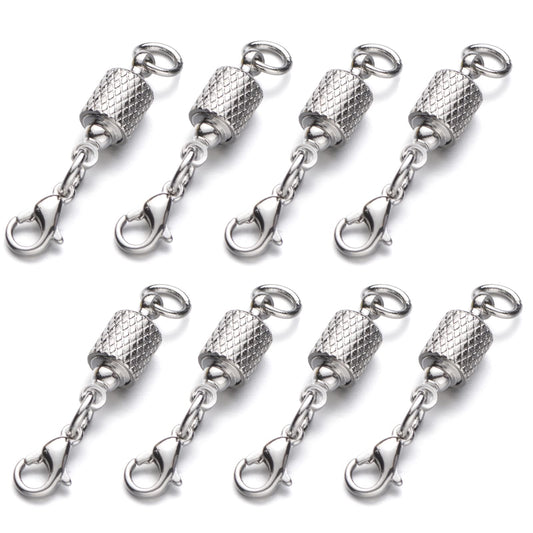 Zpsolution Locking Magnetic Clasps for Jewelry Easy Necklace Clasp 8PCS Silver