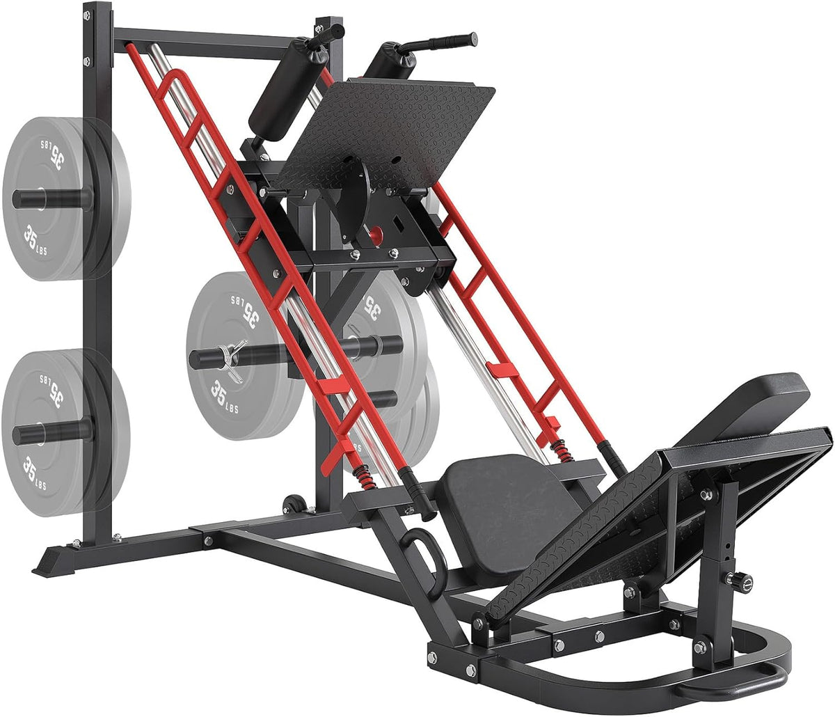 Dripex Leg Press Machine, Leg Press Machines for Home Gym, Professional Leg Press Hack Squat Machine Combo with 4 Weight Plate Storage Holders for Full Lower Body Workout