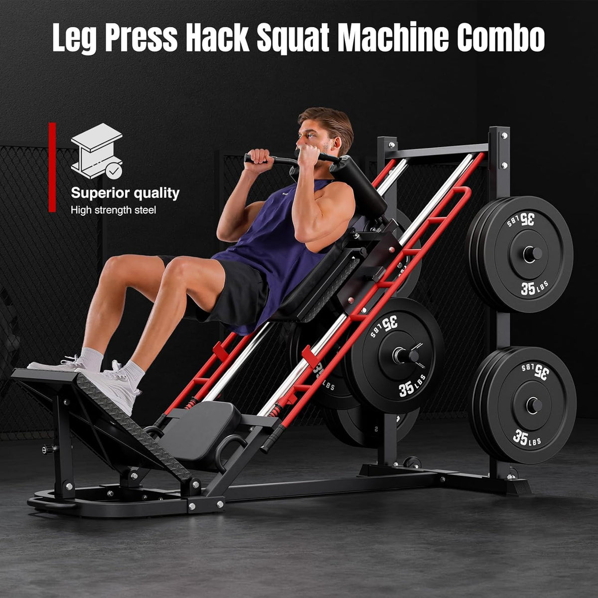 Dripex Leg Press Machine, Leg Press Machines for Home Gym, Professional Leg Press Hack Squat Machine Combo with 4 Weight Plate Storage Holders for Full Lower Body Workout