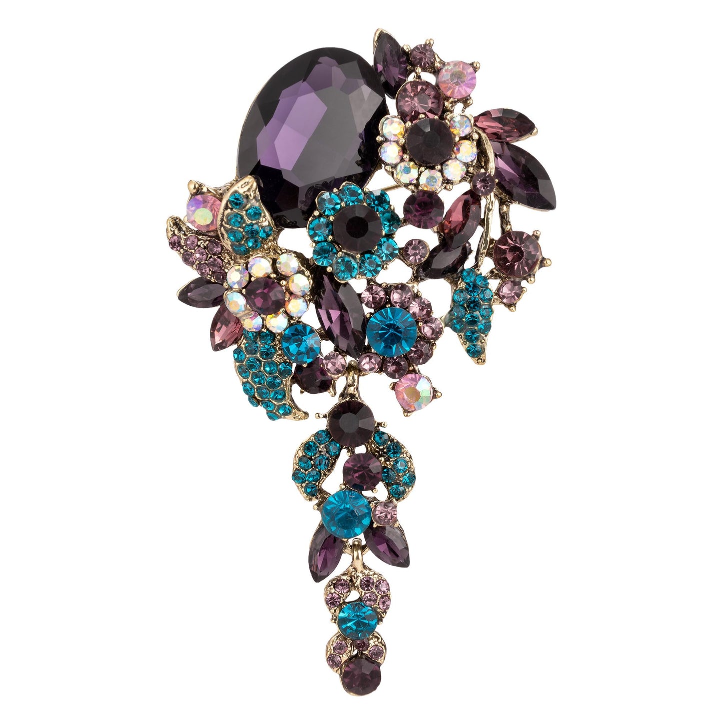 SELOVO Long Purple Flower Brooch Pin for Women Wedding Party Brooch Pendant