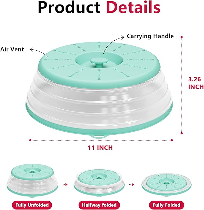 WVM Microwave Splatter Cover Vented for Food with Hook Hole, Splatter Guard & Colander Kitchen Gadget for Food, Meal Prep