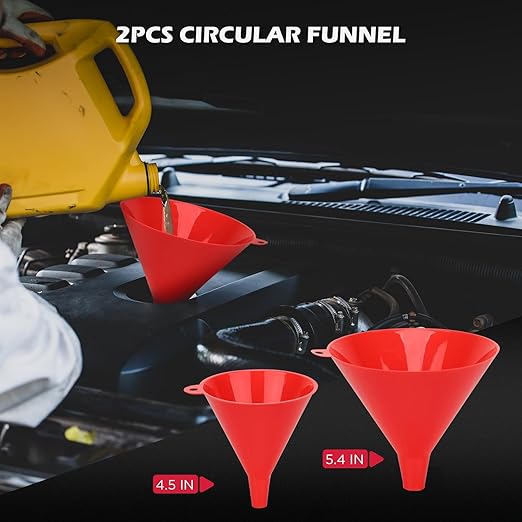 22-Piece No-Spill Coolant Filling Funnel Kit and Siphon Hose Pump, Radiator Coolant Filling Spill-Proof Funnel Kit with Adapters, Extensions, PVC Hose, Engine Oil Funnels, Towel for Universal Vehicle