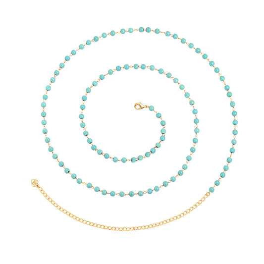 PEALRLAFDA Turquoise Waist Beads, Turquoise Belts for Women, 18k Gold Plated Sexy Beach Bikini Body Chain, Turquoise Body Jewelry for Women