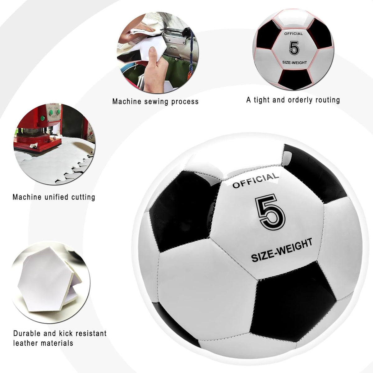 Soccer Balls Size 3 4 5 for Boys Girls Adults Training Soccer Ball for Lawn Indoor Outdoor Sports Red Blue Green Black White