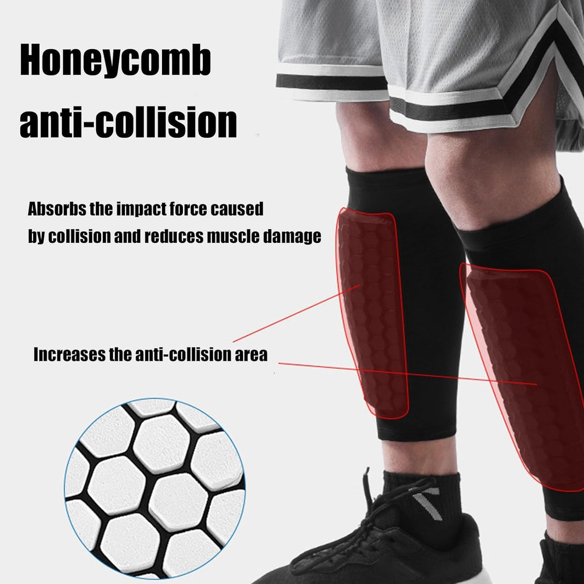 Shin Defender Shin Guards - 2 Pairs of Shin Defender Shin Guards Kids, Soccer Shindefender Sleeves for Youth Adult