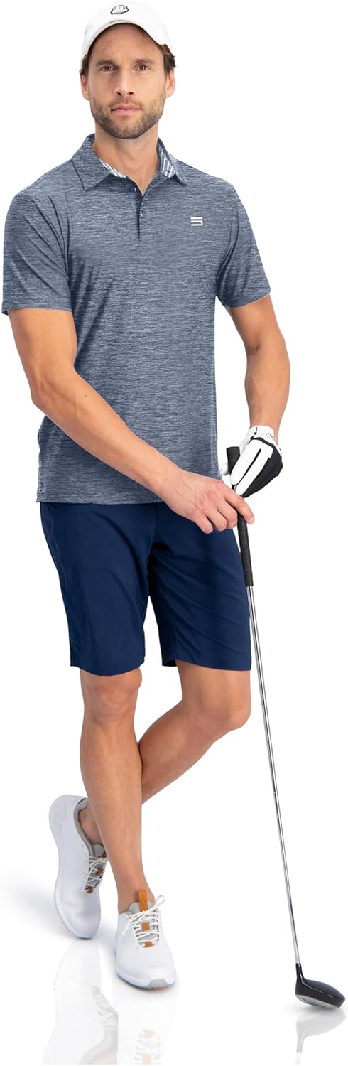 Three Sixty Six Golf Shirts for Men - Dry Fit Short-Sleeve Polo, Athletic Casual Collared T-Shirt