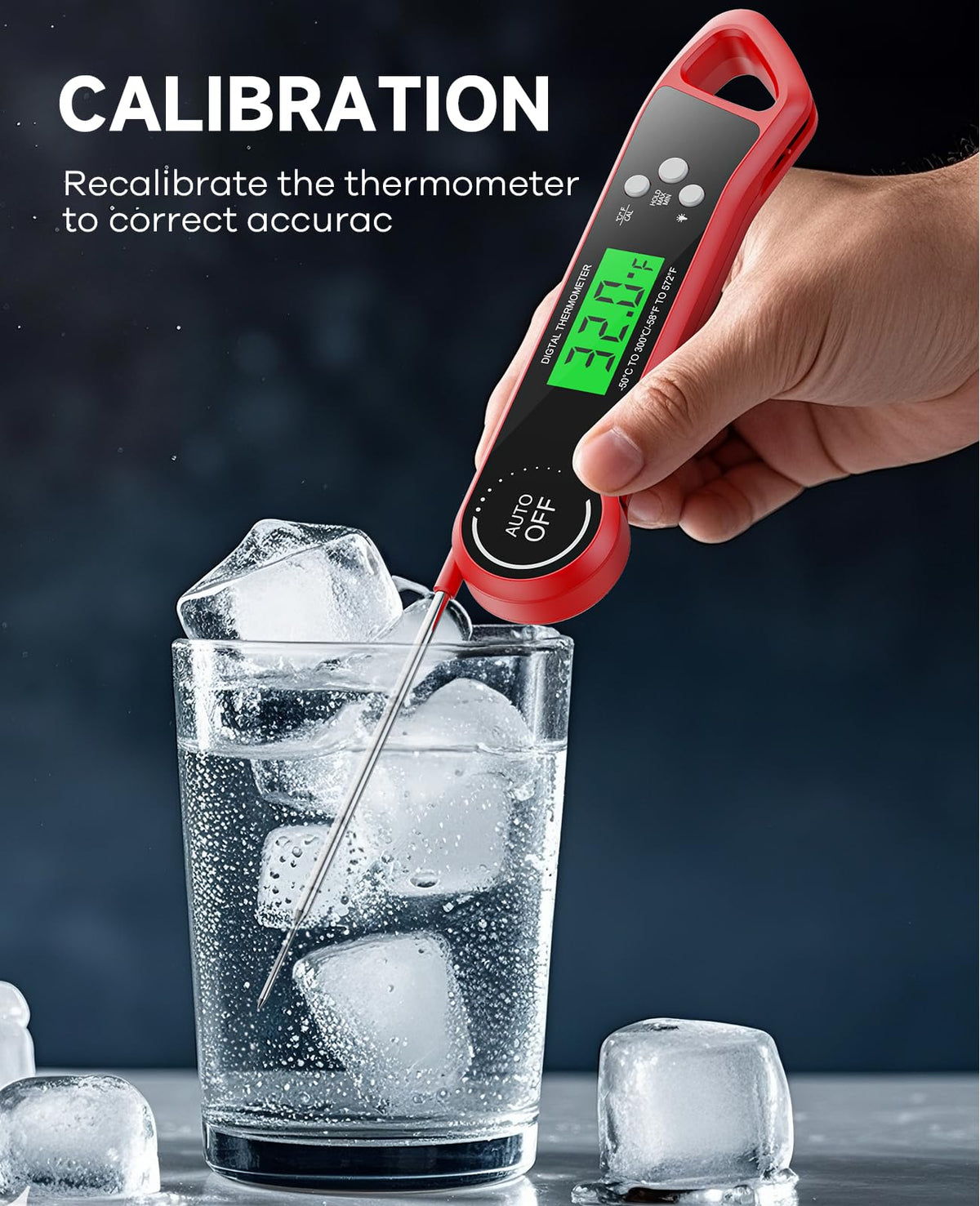 SILVLF Meat Thermometer Digital, Instant Read Thermometer with Backlight, Calibration & Hold Function, Waterproof Food Thermometer for Kitchen and Outside, BBQ, Turkey, Candy, Liquids, Beef (Red)