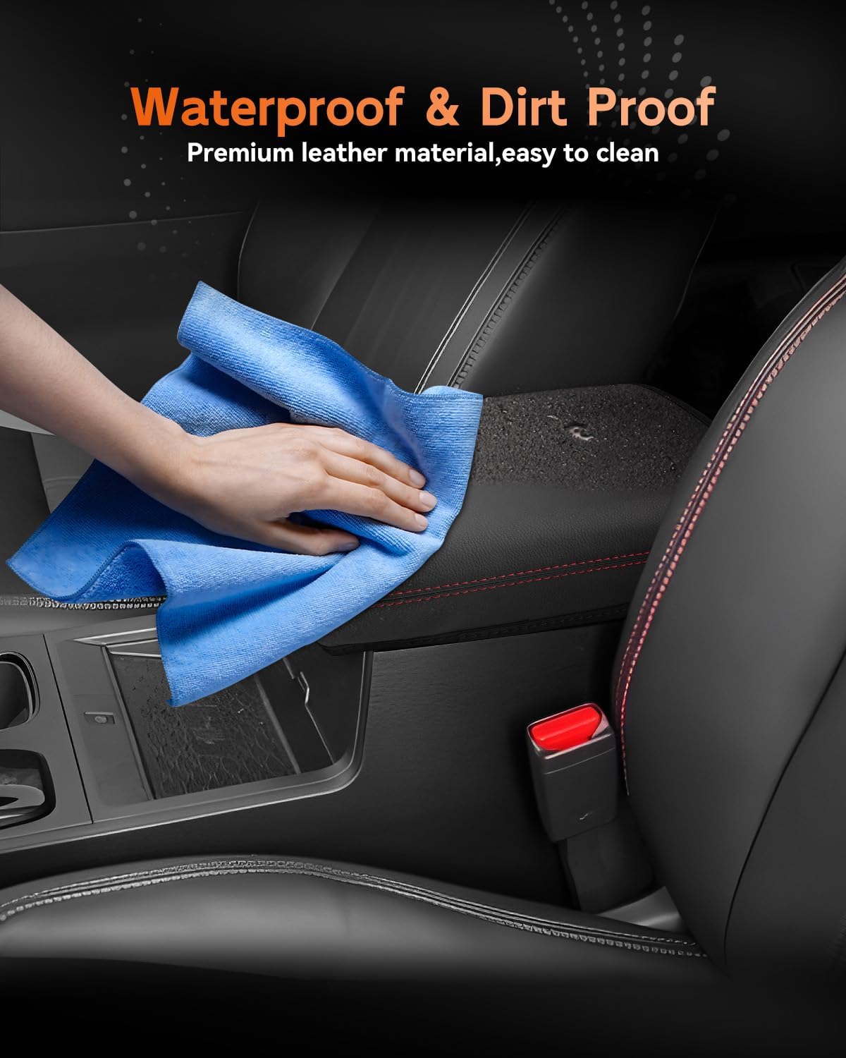 CDEFG for Nissan Frontier 2022-2025 Center Console Cover Armrest Box Cover for Frontier (S, SV, SL, Pro-X, Pro-4X) 2022 2023 2024 2025 Accessories Console Arm Rest Protector Red Line
