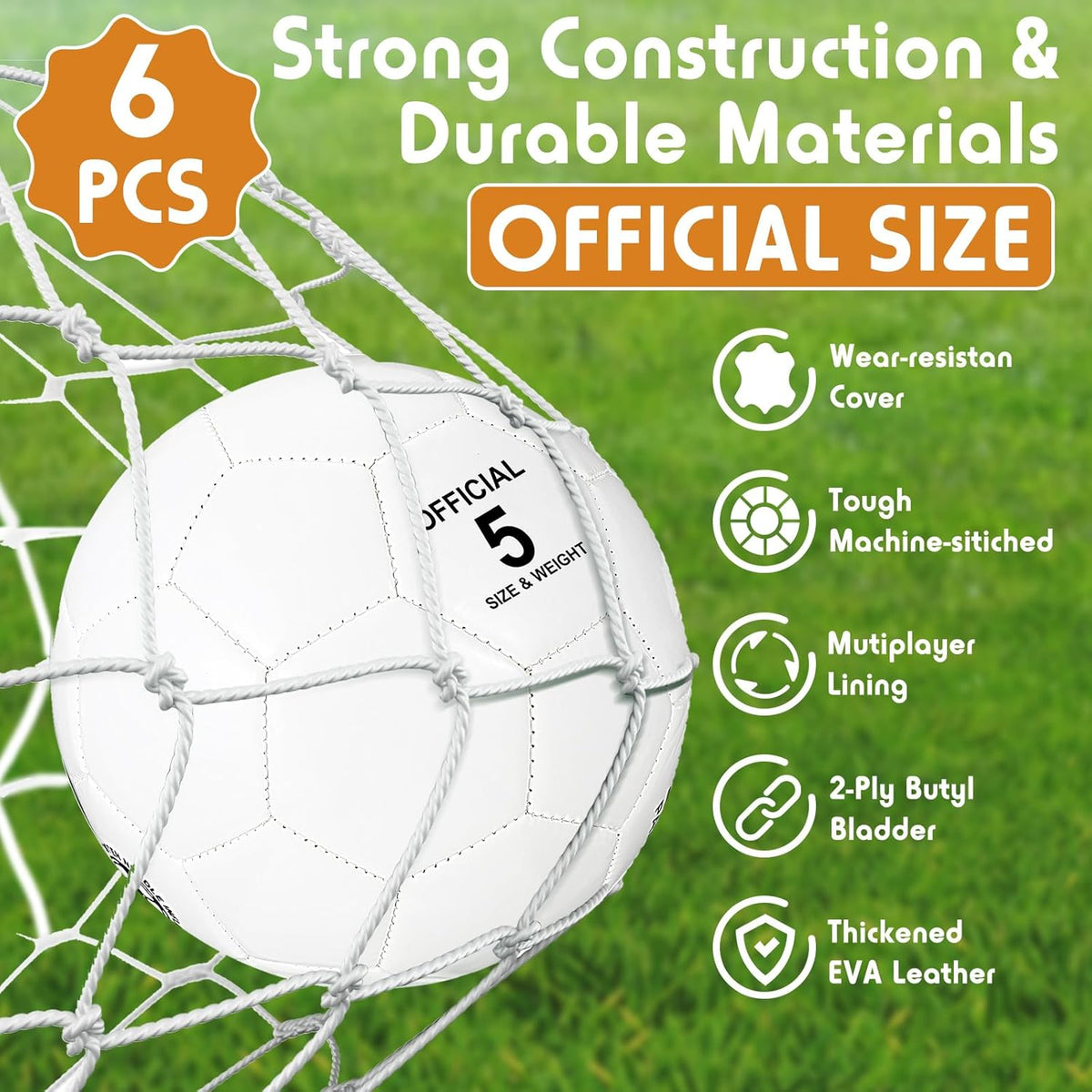 6 Pcs Operation Christmas Soccer Ball Bulk with Pump Needles, Size 3 4 5 Deflated Soccer Ball Gift for Youth Adult Game Training Practice Christian Charity Donation Supplies