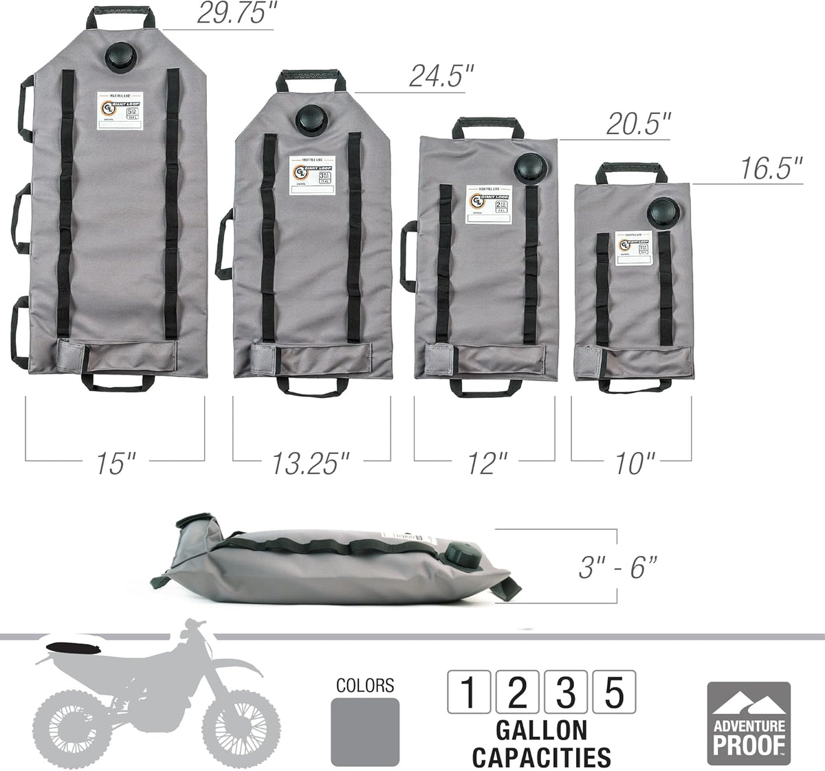 Giant Loop Armadillo Bag, Utility Bladder for Safe Transport and Storage of Powersports and Automotive Fluids, for Motorcycles, UTVs and ATVs, 1 Gallon