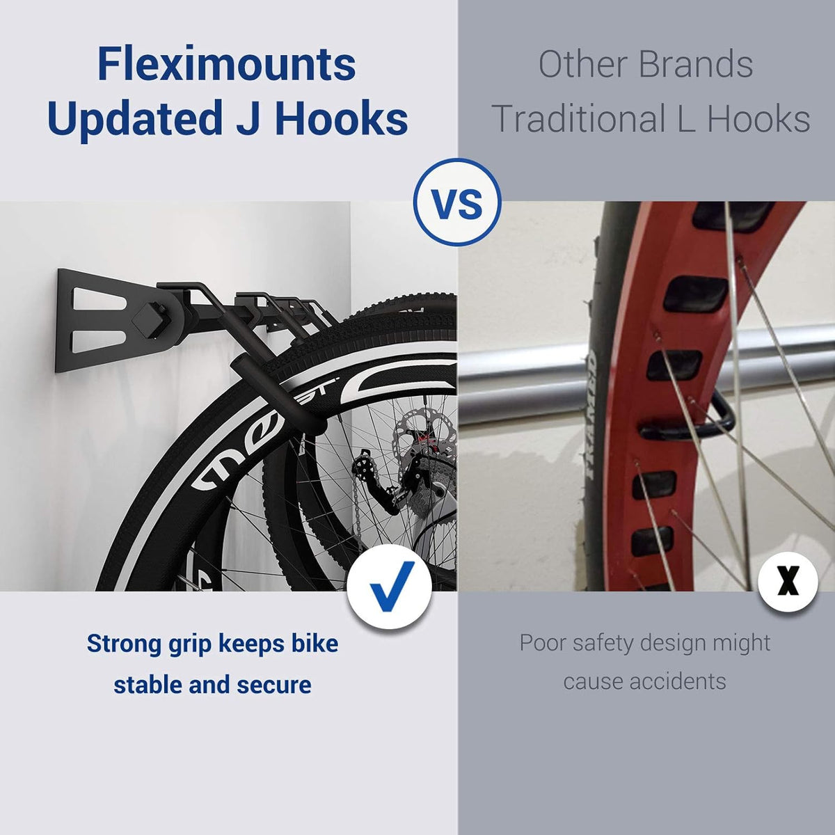 FLEXIMOUNTS 6 Bike Storage Rack, Heavy Duty Wall Mount Hanger for Home & Garage, Holds Up to 300lbs