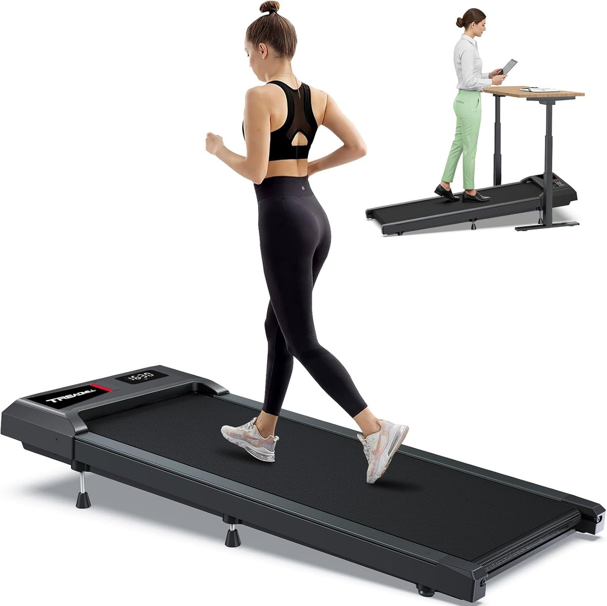 WELLFIT Auto Incline Folding Treadmill - 10% Incline Desk Walking Pad Treadmill with Handlebar, 400 lbs Heavy-Duty Capacity, Space-Saving Quiet Under-Desk Design for Home Office, Seniors & Fitness