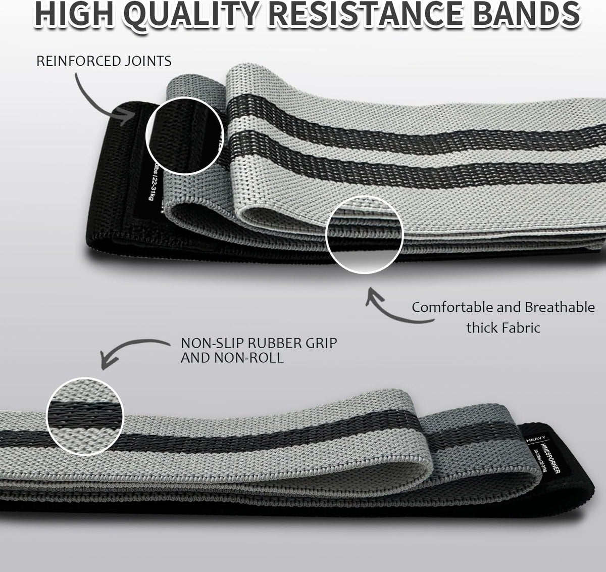 Wide Fabric Resistance Bands Set for Working Out, Non-Slip Exercise Booty Bands for Women & Men Leg and Glutes with Hair Ties and Tape Measure - for Home Gym Workout, Yoga, Pilates