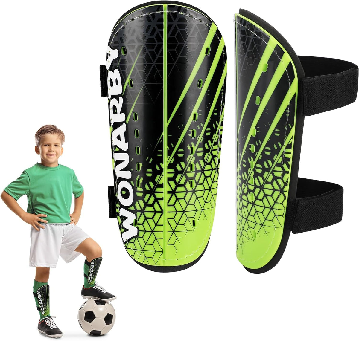 Shin Guards Soccer Youth Kids - Shin Guard for Boys Girls Teenagers Toddler 2-18 Years Old - Football Shin Pads Protection Equipment with Adjustable Straps