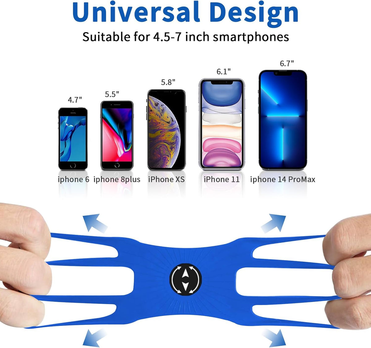 3in1 Phone Holder for Running,Arm Band/Wrist Holder/Bike Mount,Phone Armbands 360° Rotation & Detachable Fit All 4.5-7" Cellphone for iPhone 16/15/Pro/ProMax/14/13/12/mini/Pro Max/XS/XR