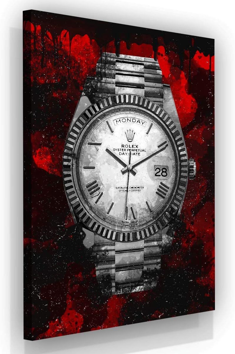 Luxury Watch Canvas Print Office Wall Decor Modern Art Pop Culture Decoration Inspiration Clock Timer Prints Framed Arts Walls Furniture (24" x 18")