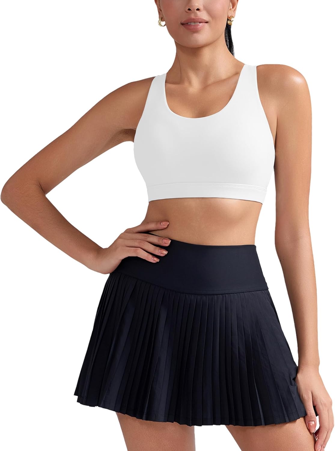 RUNNING GIRL Sports Bra for Women, Criss-Cross Back Padded Strappy Sports Bras Medium Support Yoga Bra with Removable Cups
