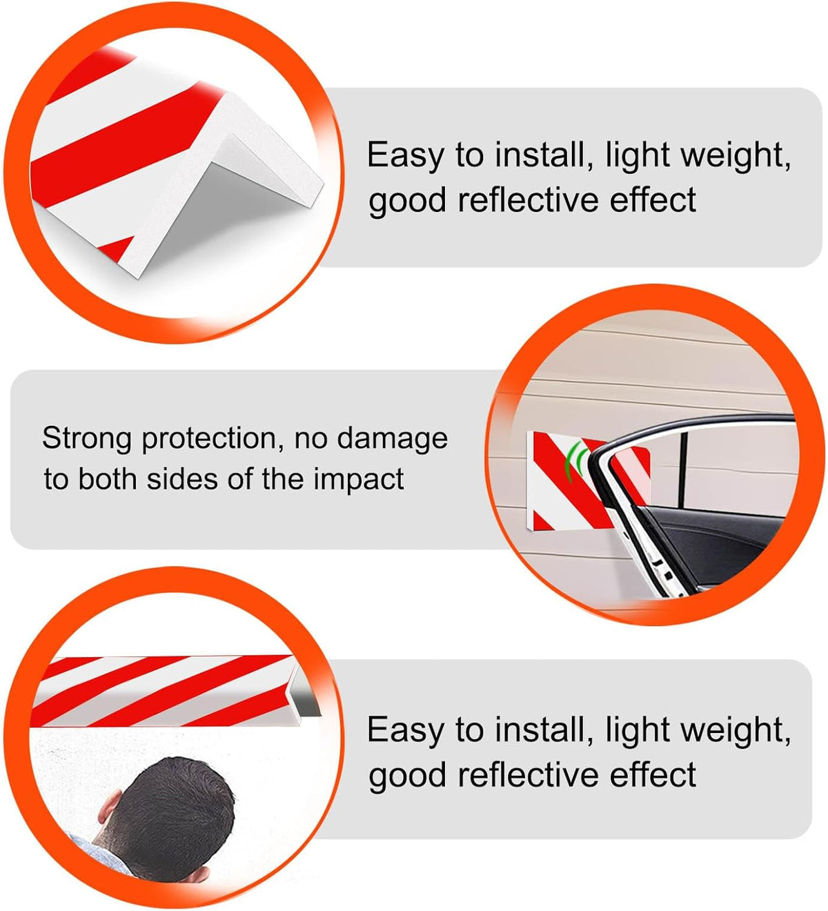 2pcs Garage Wall Guards Wall Protector Cover Yellow and Black Foam Wall Corner Guard for Parking Garages (Red+White)
