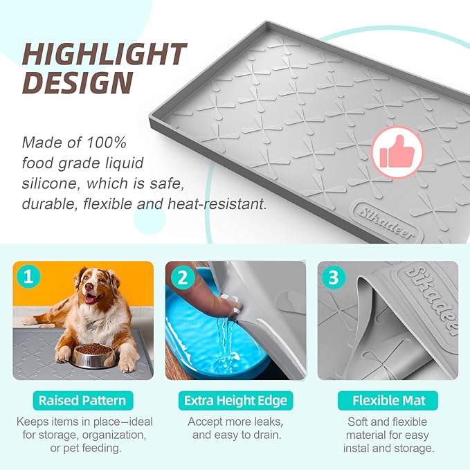 SIKADEER 28" x 22" Under Sink Mat Waterproof, Silicone Mat Kitchen Drawer Shelf and Cabinet Liner, Sink Protector for Kitchen Organizers and Storage, Boot Tray Pet Food Mats