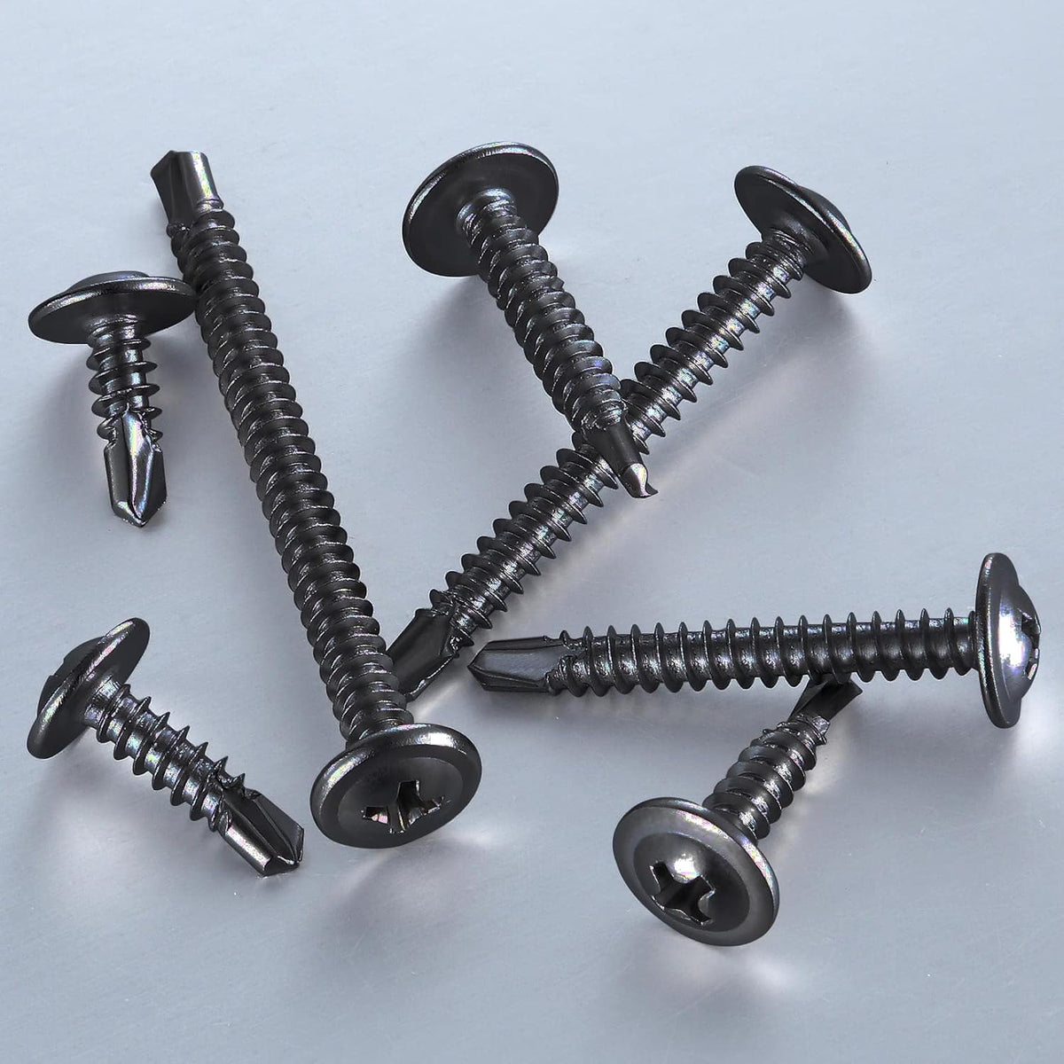 (200 pcs) Wensilon #10×1-1/4” for Sheet Metal Self-Tapping Screws 410 Black Stainless Steel Truss Head High-Strength Quick Tapping