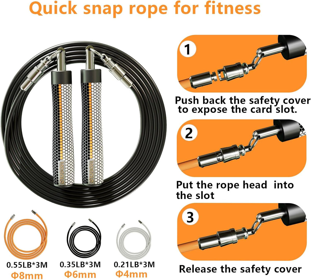 Weighted Jump Rope for Men Women -Interchangeable 1/5lb 1/4lb 1/2lb Heavy jump ropes - 360 Degree Spin - Length Adjustable,Ergonomics Leather Grip Skipping Rope for Fitness Weight Loss & More