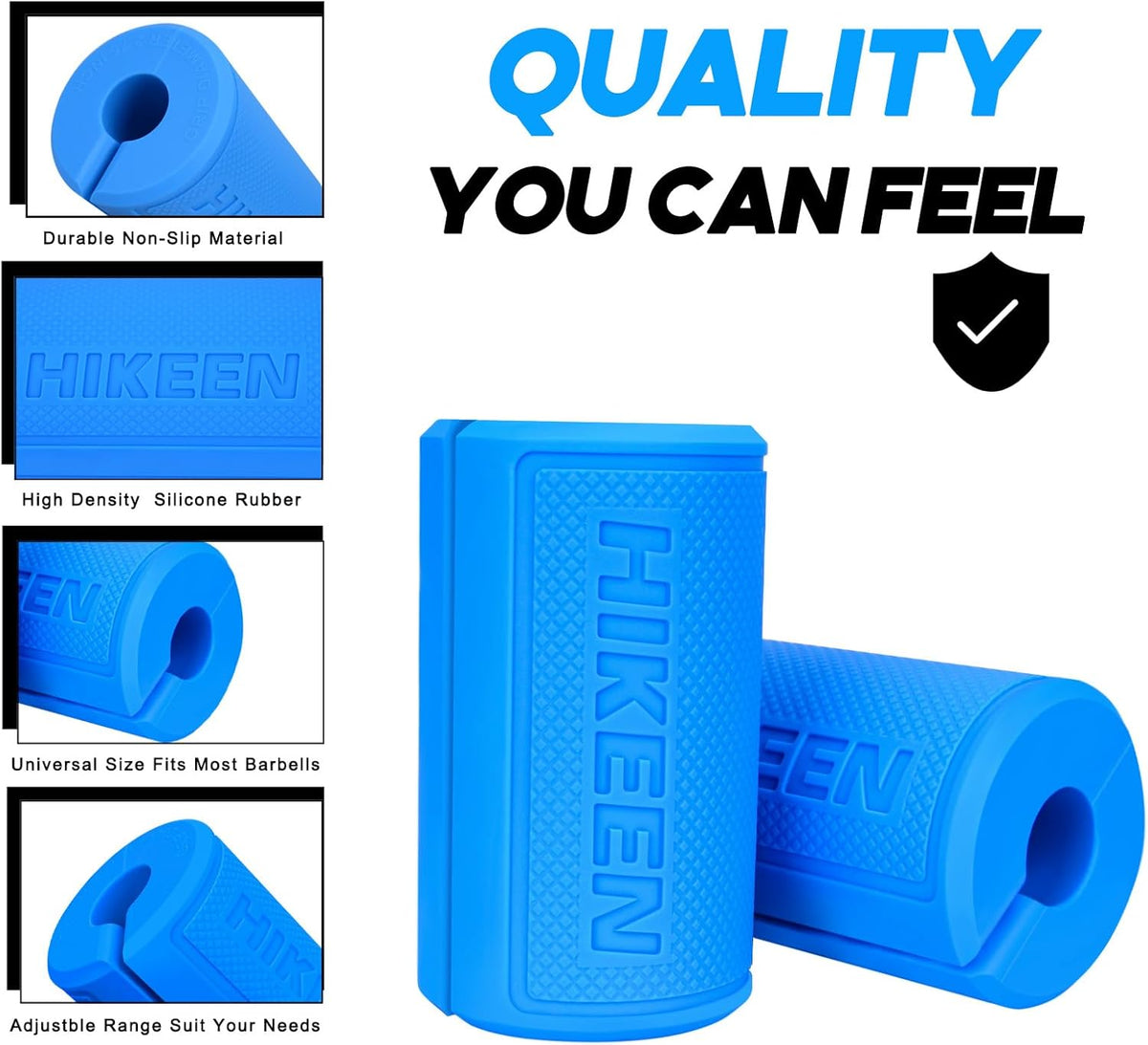 Hikeen Thick Bar Dumbbell Grips,Non Slip Hard Rubber Barbell Grips,Grips for Weight Lifting, Muscle Building-1.77", 2", 2.25" & 2.75" Outer Diameter