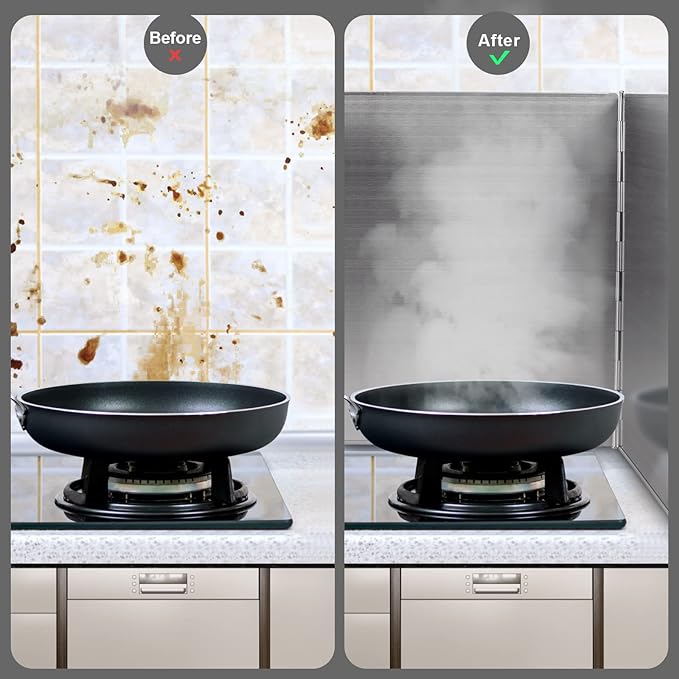 3 Sided Splatter Guard, Anti Splatter Shield Stainless Steel Oil Splatter Guard for Stove Top, Foldable Grease Splatter Screen