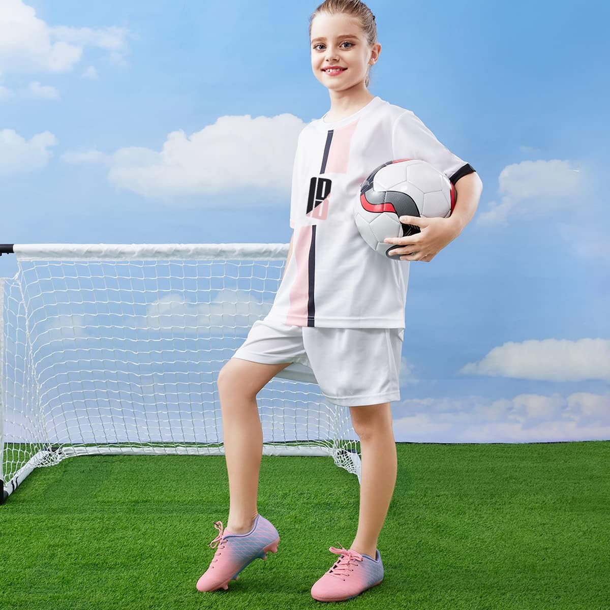 JABASIC Kids Outdoor Soccer Cleats Athletic Firm Ground Football Shoes