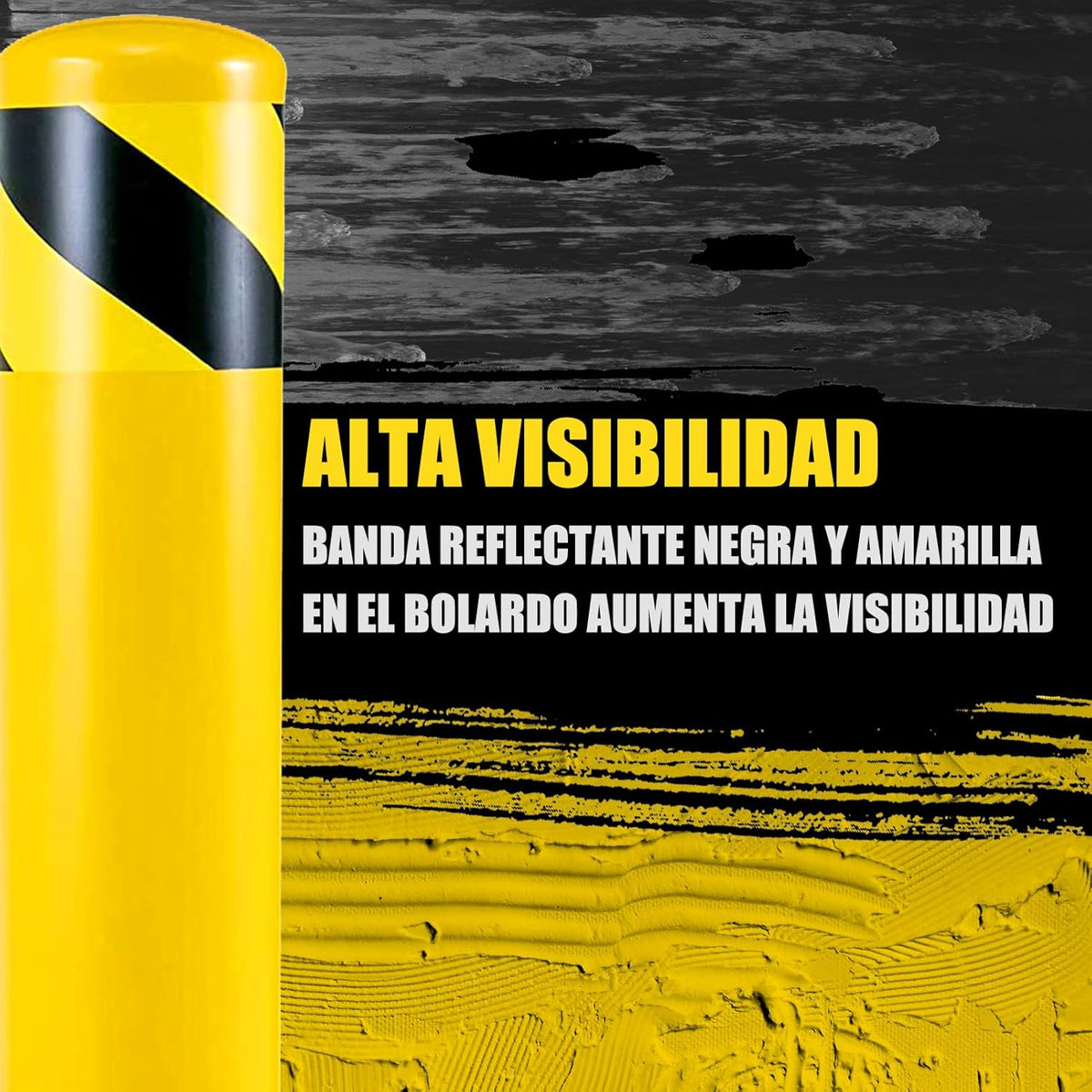 Safety Bollard Post, Steel Bollards,Parking Bollard, Yellow Powder Coated Safety Parking Barrier Post, for Traffic Sensitive Areas (12, 36"H*3.5"D)