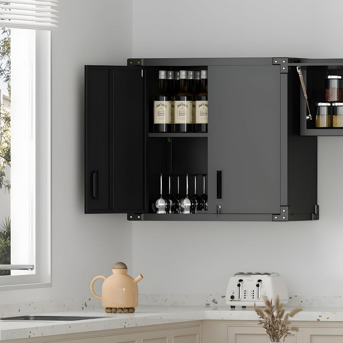 Garage Wall Cabinet,Metal Wall Cabinet with Doors and Adjustable Shelves,Steel Utility Wall Mounted Tool Cabinets for Home,Office,Kitchen,Warehouse