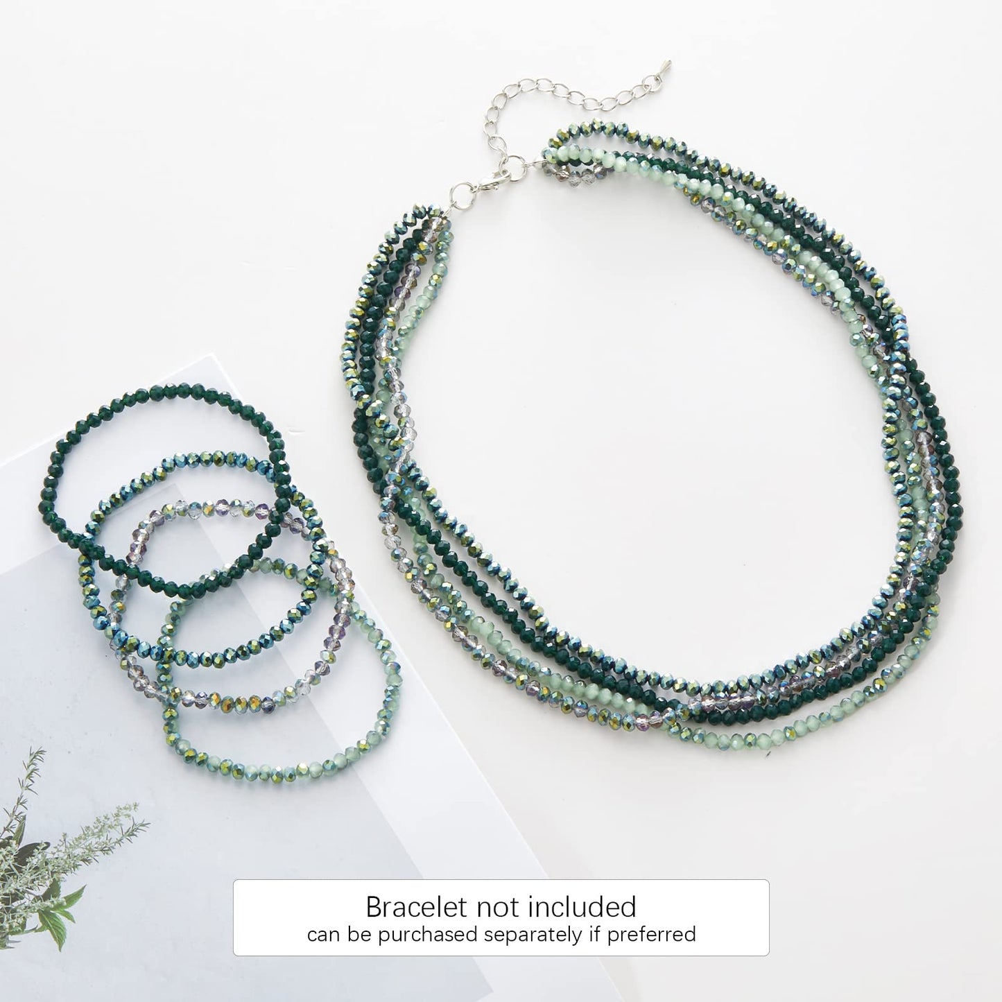 Noessla Multi-layer Crystals Beaded Choker Necklace for Women Colorful Boho Statement Necklace Trendy Costume Party Jewelry Mothers day Gifts for Mom(29-Green)