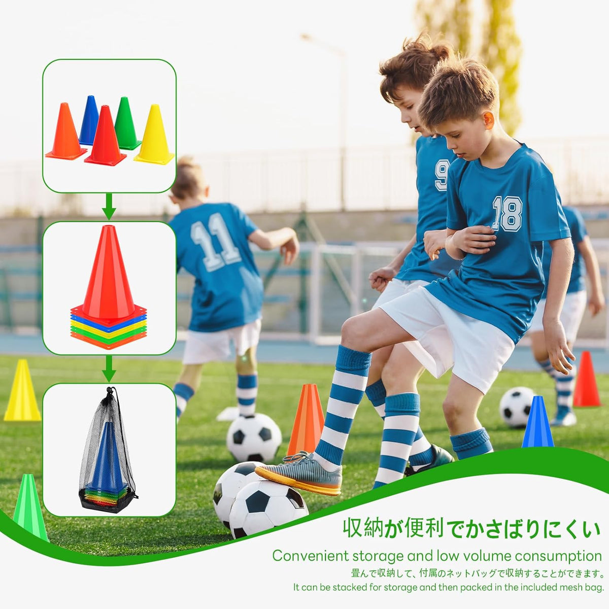BiAnYC 7 Inch Plastic Sport Training Traffic Cones- Set of 10 Pcs/25 Pcs, 5 Colors(Orange/Yellow/Red/Blue/Green)