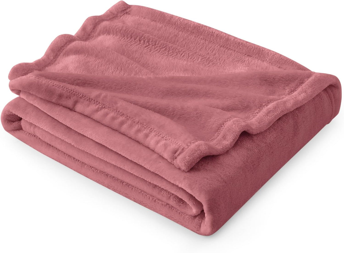 Bedsure Fleece Blankets Twin Size Rose Pink - 300GSM Lightweight Plush Fuzzy Cozy Soft Blanket for Bed, Sofa, Couch, Travel, Camping, 60x80 inches