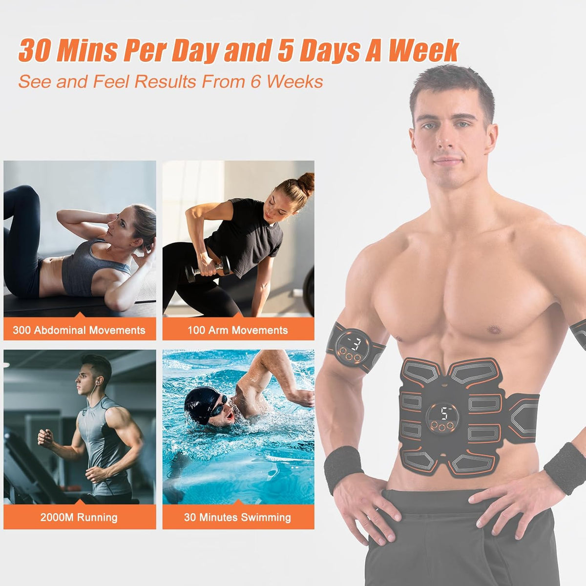 ABS Stimulator, Ab Toning Belt Trainer, Workout Equipment for Men & Women - BFB-11
