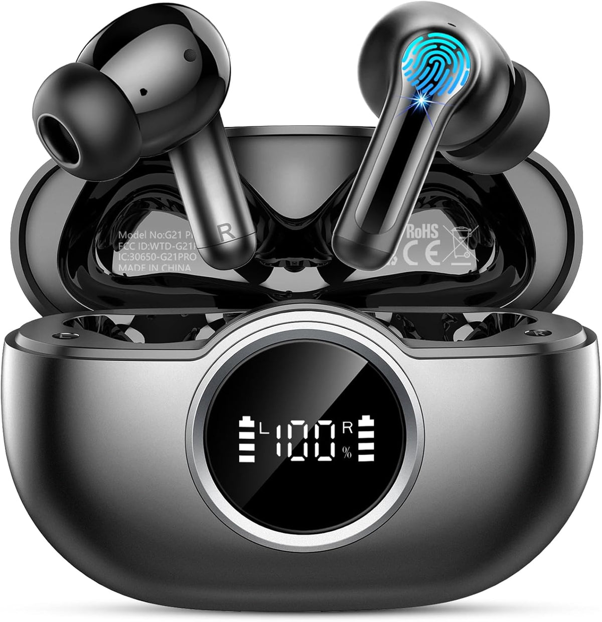 Wireless Earbuds, 2025 Bluetooth 5.4 Headphones 3D Bass Hi-Fi Stereo Ear Buds, 4 ENC Noise Cancelling Mic, 40+Hrs USB-C in-Ear Earphone, IP-X7 Waterproof Sport Workout Gym for Laptop Pad Android iOS