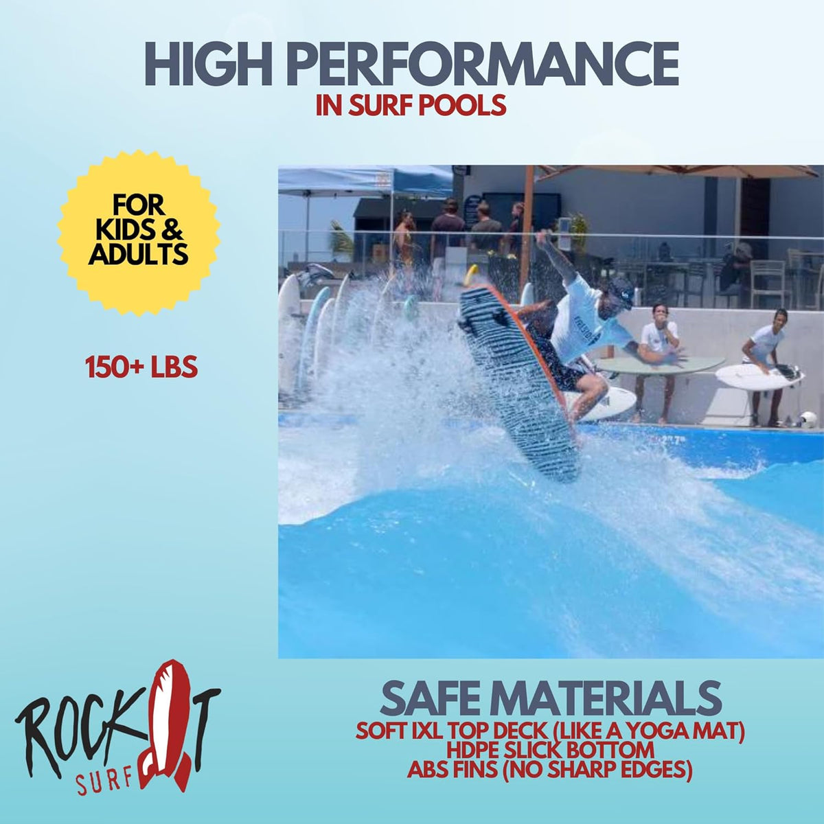 Rock-It 4'10" CHUB Soft Top Surfboard - Kids & Mini, Easy to Paddle & Maneuverable for Beginners