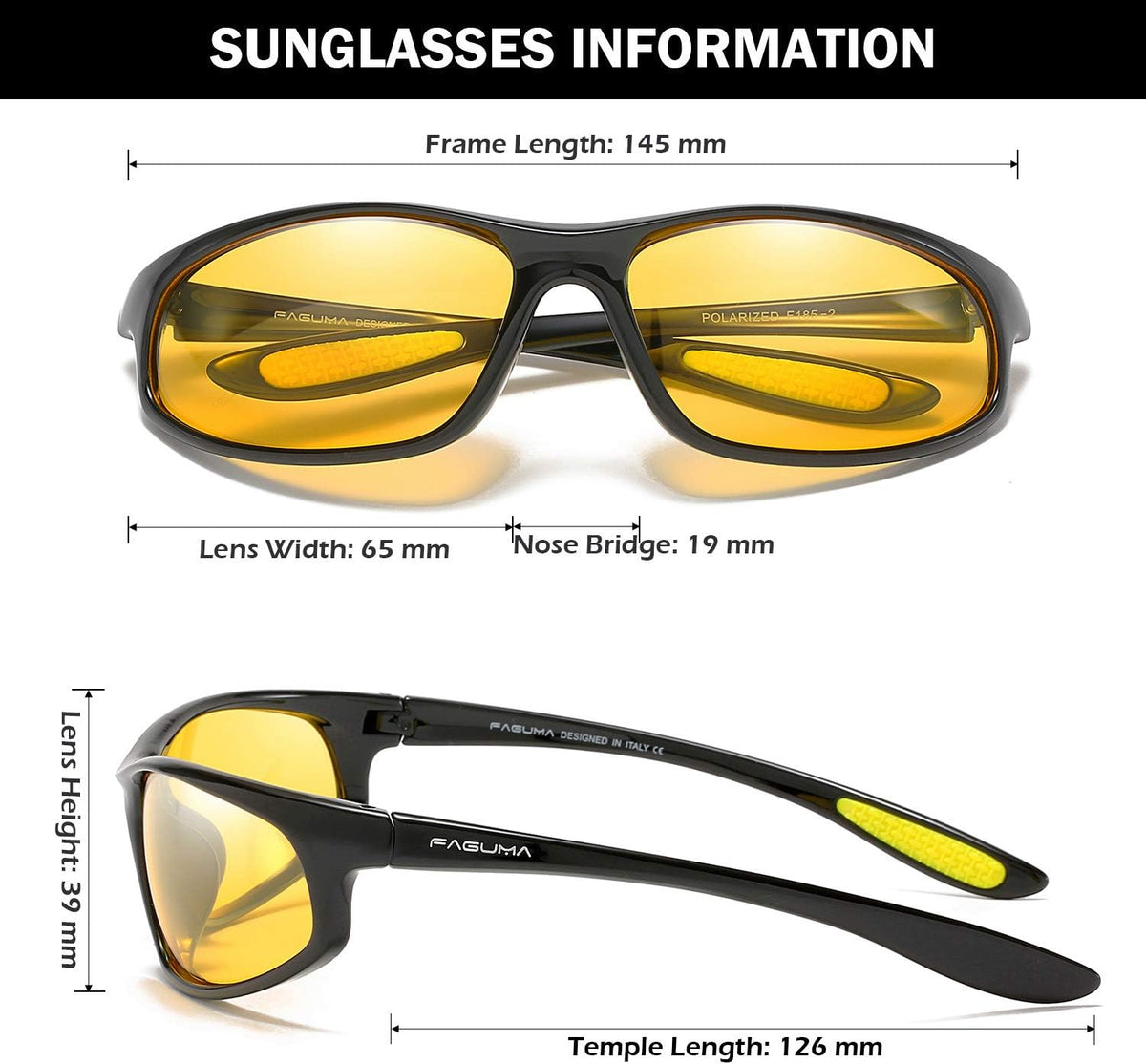 FAGUMA Polarized Sports Sunglasses For Men Cycling Driving Fishing UV400 Protection