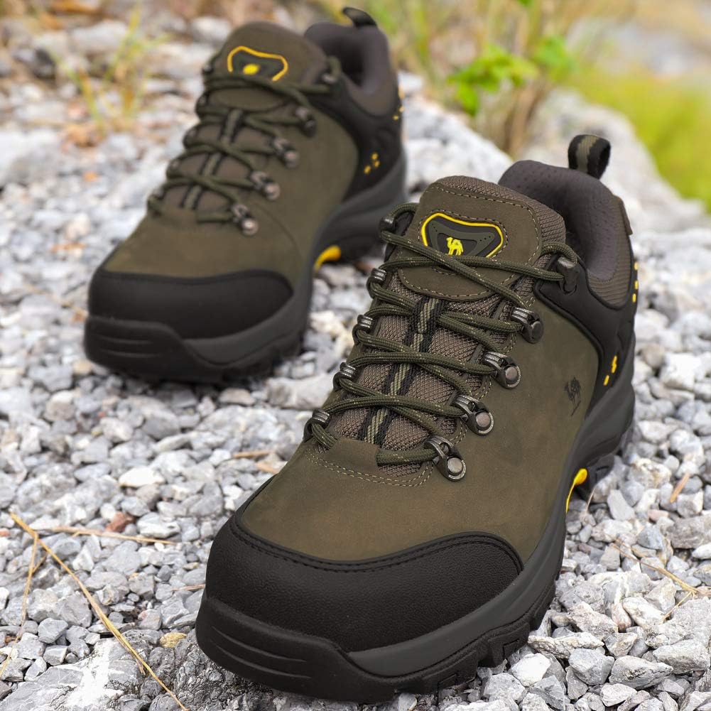 CAMEL CROWN Hiking Shoes Men Trekking Shoe Low Top Outdoor Walking Waterproof Leather Trail Sneakers