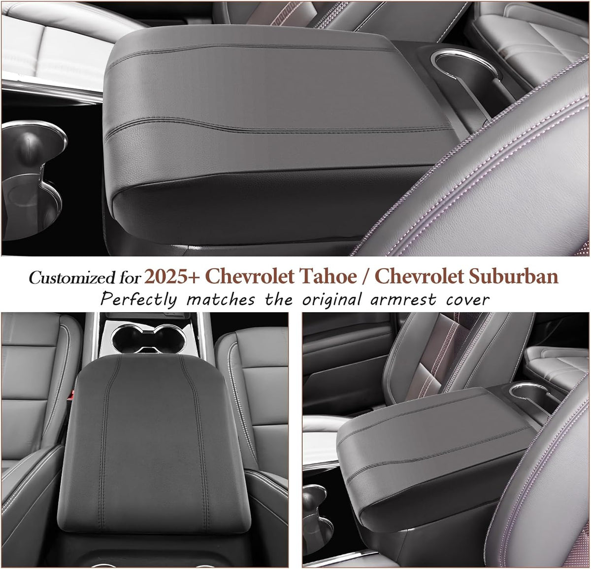 SKTU 2025 Tahoe Center Console Cover for 2025+ Chevrolet Tahoe/Chevrolet Suburban Armrest Cover 2025 Chevy Tahoe/Chevy Suburban Seat Box Cover 2025 Chevy Tahoe Accessories Center Console Cushion