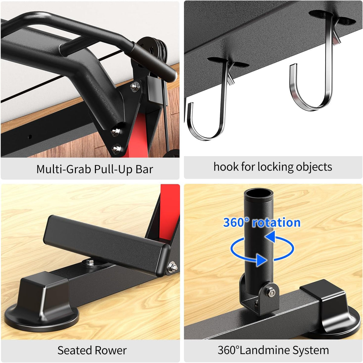 Power Cages Multi-Purpose Squat Rack with Cable Crossover System, Matching Weight Bench, Olympic Barbell Weight Set for Garage and Home Gyms