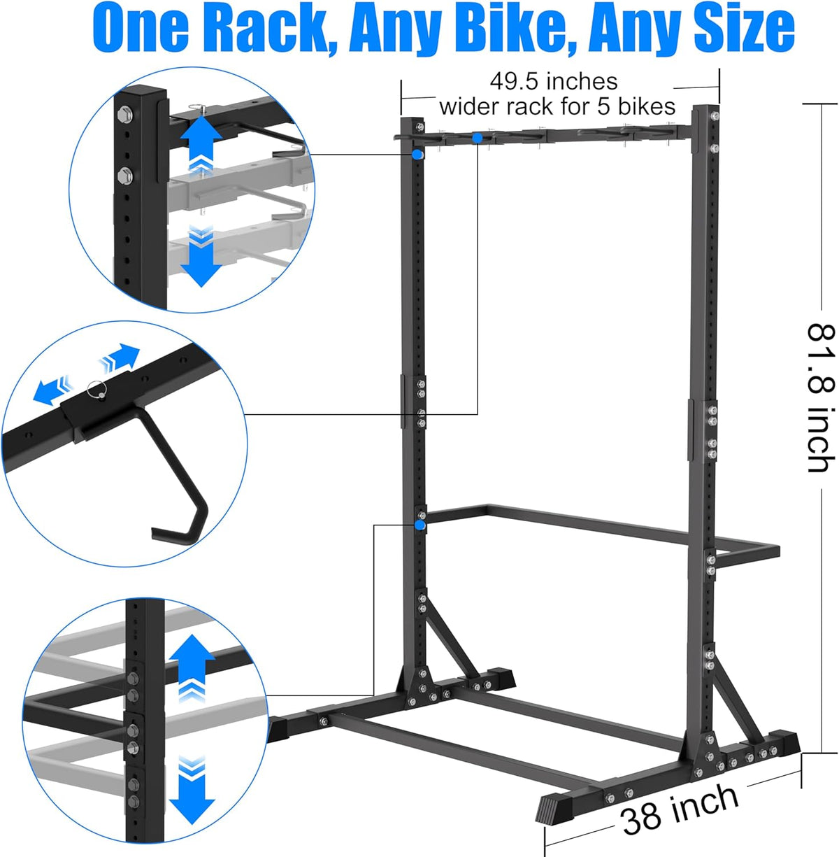 5 Bike Storage Rack, Freestanding Vertical Bicycle Stand for Garage & Indoor Use, 300 LBS Capacity - Space Saving Floor Organizer