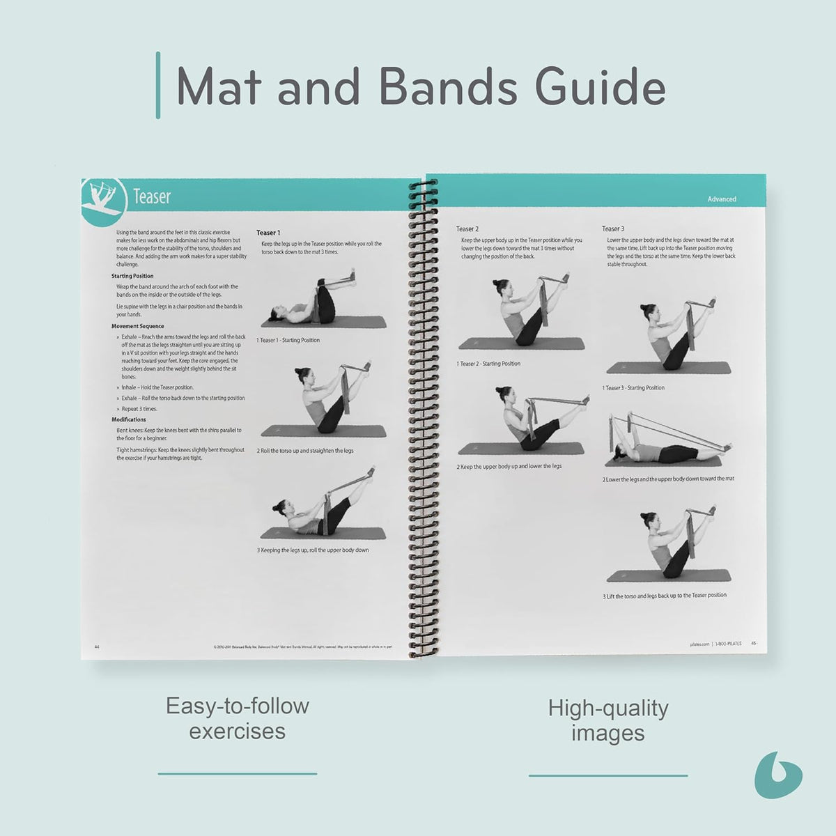 Balanced Body Mat and Bands Guide, Pilates Mat and Bands Guide for Workout Equipment, for Home Gym or Studio Use
