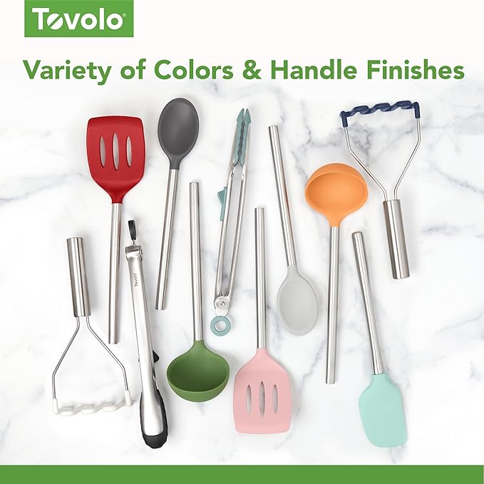 Tovolo Silicone Ladle With Stainless Steel Handle Deep Soup Ladle for Cooking Canning Serving Soup Punch Stew Sauce, Large Kitchen Utensil Spoon Dishwasher Safe BPA Free Silicone Oyster Gray